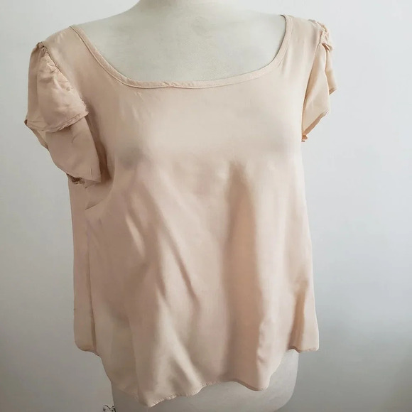 °Foreign Exchange Blouse / Open Back Crop Top / Beige - Picture 1 of 5